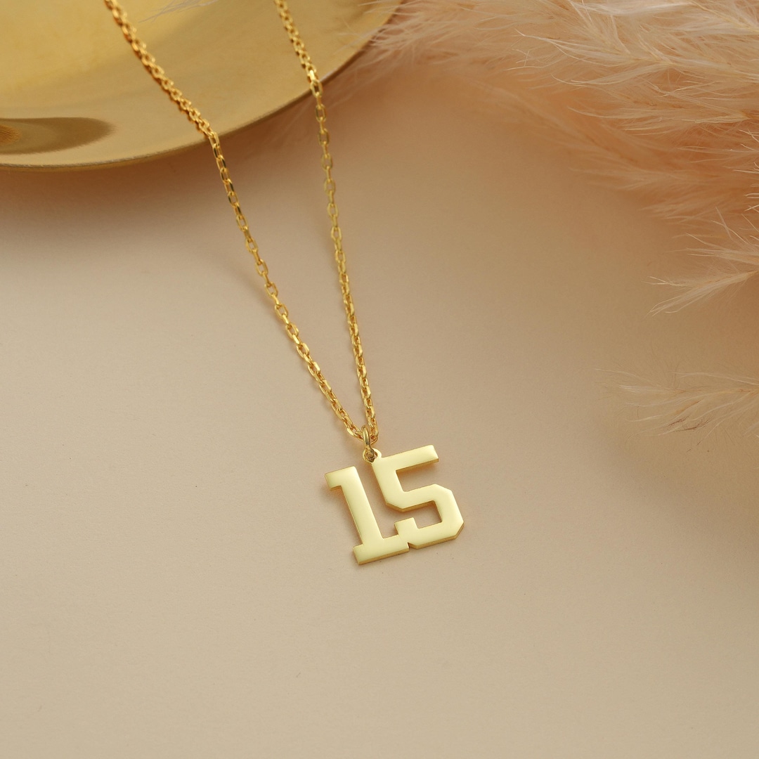 14K Gold Custom Number Necklace , Number Jewelry , Sport Number ...