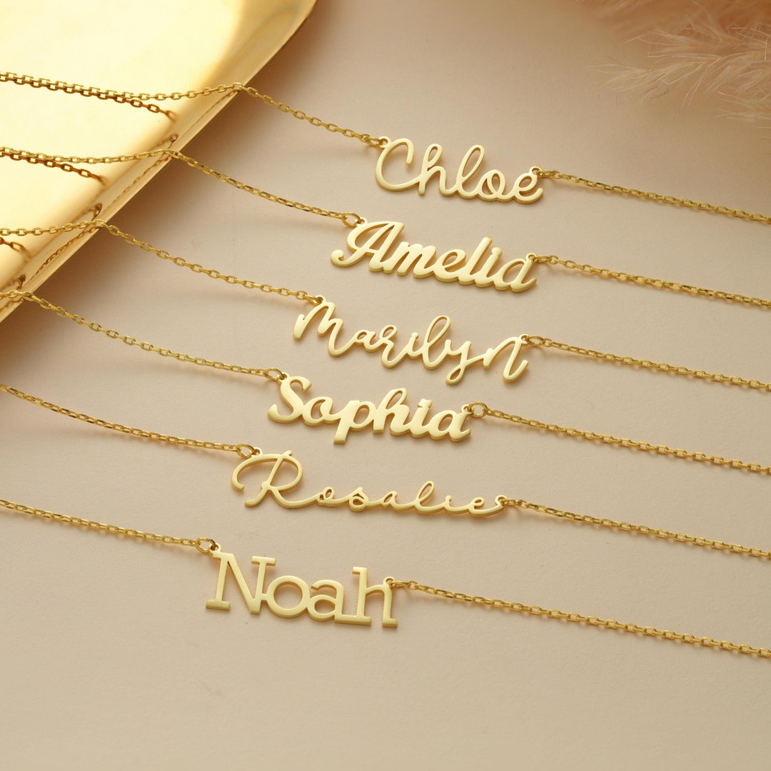 14K Gold Custom Name Chain Gold Name Necklace Personalized Name 