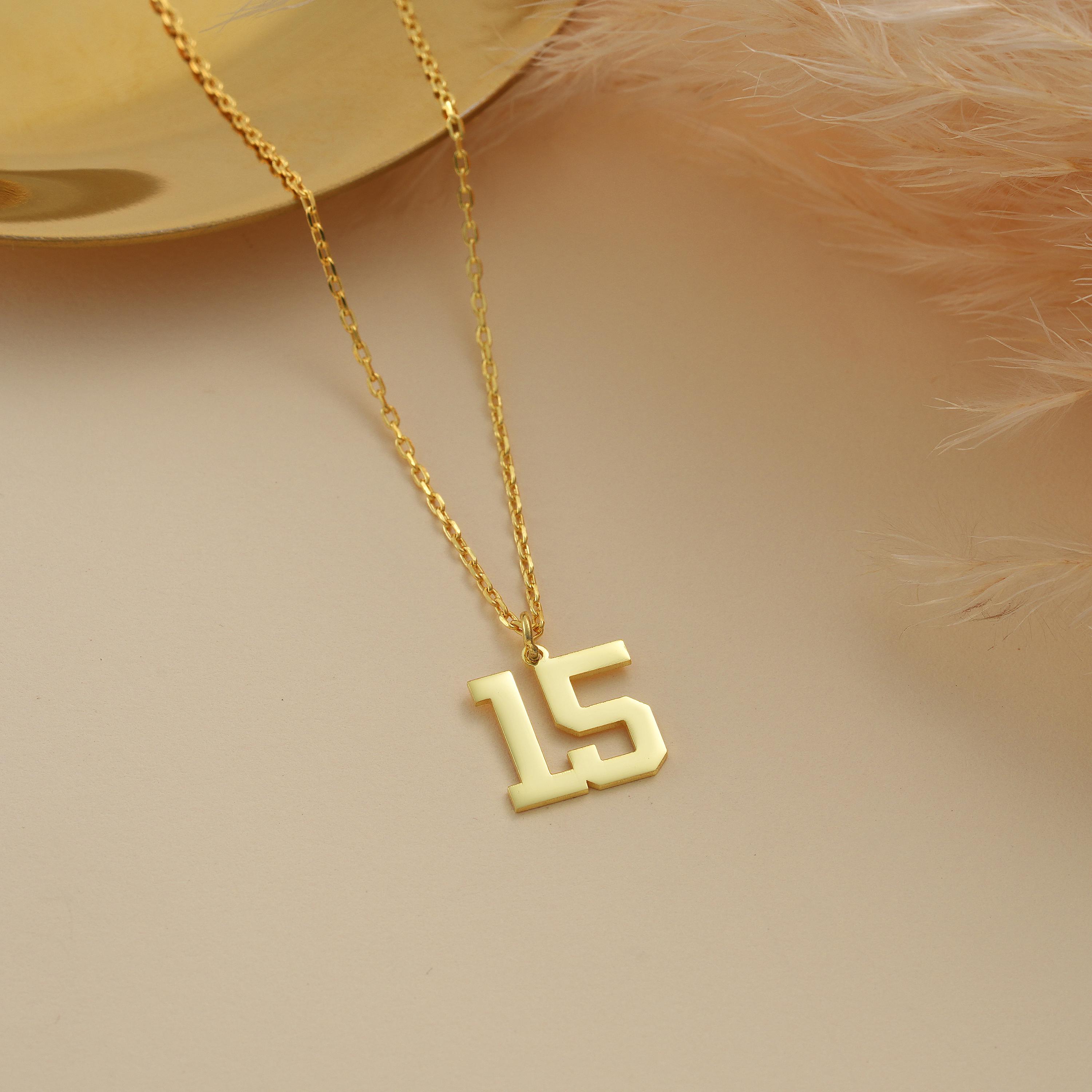 14K Gold Sport Number Necklace , Lucky Number Necklace , Sport Numbers ...