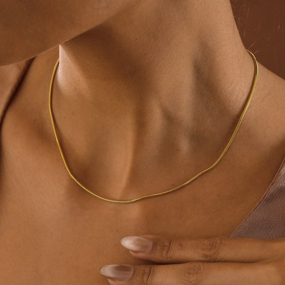 14K Gold Snake Chain Necklace , Herringbone Necklace , Everyday Necklace for Women, Gold Chain Necklace , Gold Snake Chain , Gifts For Her