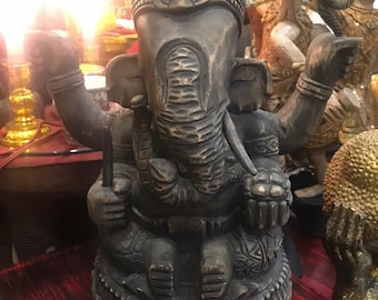 Carved wood Ganesha
