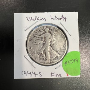 1944年Sミント｜ウォーキングリバティ｜銀貨｜ハーフダラー｜美品