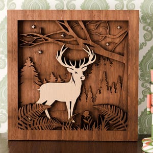 Multilayer Weihnachts-Hirsch Laser Kunstwerk SVG Mandela - 3D Schicht Vektor-Schnittdatei für den Laserschnitt, Glowforge, dxf, svg und lightburn