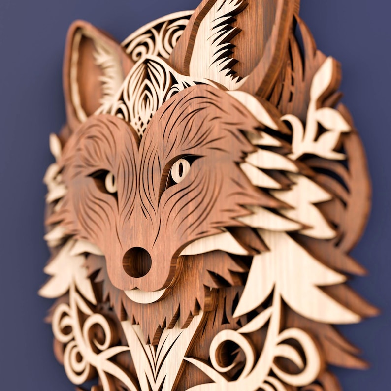 Multilayer Ornate Fox Laser Artwork SVG Mandela - 3D Layered Vector ...