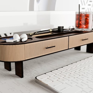 Wooden desktop organiser - 3D layered Vector cutting files for Laser cut, Glowforge, svg, lightburn - cutting plans for desk tidy /organizer