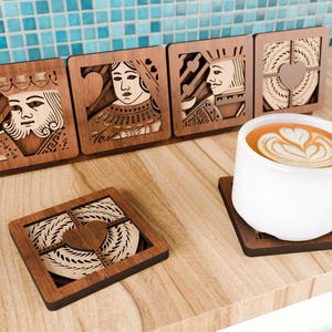 Coaster Designs - Naipes - Ilustración láser en capas - Archivo de corte vectorial en capas 3D para corte láser, dxf, SVG y Lightburn