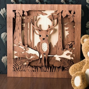 Arte a laser Multilayer Cute Deer SVG mandela - arquivo de corte vetorial em camadas 3D para corte a laser, Glowforge, dxf, svg e lightburn Moose