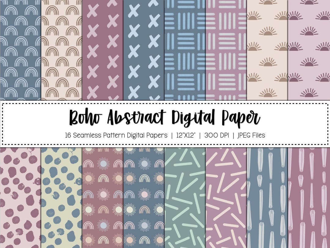 Boho Seamless Pattern Digital Paper Pack / Digital Paper / Scrapbook ...