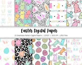 Easter Seamless Pattern Digital Paper: Spring Designs (Digital Download)