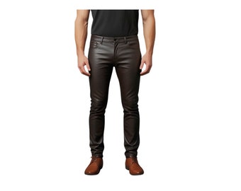 Handgefertigte Schafsleder Jeans, Echte Schwarze Lederhose, Herren Lederhose, Slimfit Lederhose