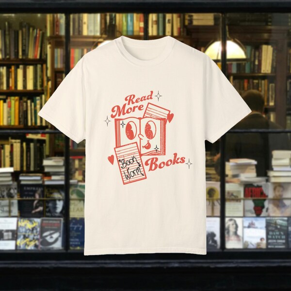 Read More Retro Illustration BookWorm Tee