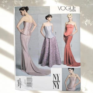 Vogue V2810 NYNY Symönster | Sällsynt Korsettklänning | Couture Aftonklänning | Storlek 16 | Slutsåld