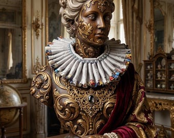 Luxuriöser viktorianischer Seidenkragen mit Halskrause | Handgefertigtes Halsband im Barock- und Gotik-Stil