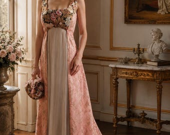 Empire-Kleid im Stil von Kaiserin Josephine | Handgefertigtes historisches Kleid aus Brokat und Gobelin
