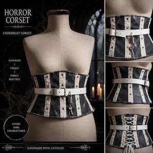 Handmade Gothic Corset – One of a Kind Dark Couture – Fantasy & Alternative Costume – Horro Halloween Twilight Zone  Corset