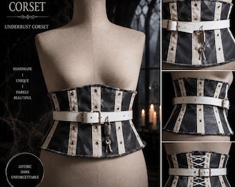 Handgefertigtes Gothic-Korsett – Einzigartige dunkle Couture – Fantasy- und Alternativkostüm – Horror-Halloween-Twilight-Zone-Korsett