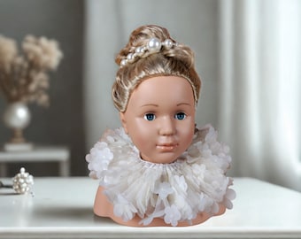 Handgefertigter Märchenkragen für Kinder – Couture-Kragen aus floralem Tüll – Luxuriöses Kostümaccessoire für Kinder