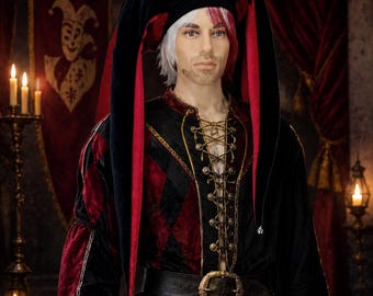 Maßgefertigter Riesen-Narrenhut mit langen Flügeln, Cosplay-Kopfbedeckung, Zirkusclownhut, handgefertigtes Fantasy-Kostüm