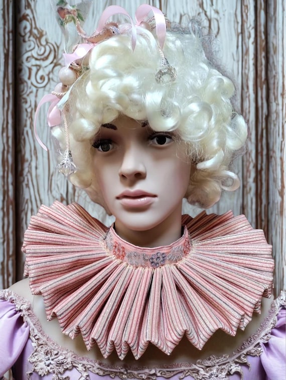 Salmon Pink Baroque Ruff Collar – Victorian & Fantasy Doll