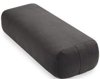 Rectangular Cotton Yoga Bolster Cushion Pillow Prop, 24" x 12" - Black