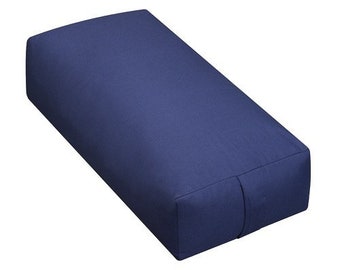 Rectangular Cotton Yoga Bolster Cushion Pillow Prop, 24" x 12" - Blue