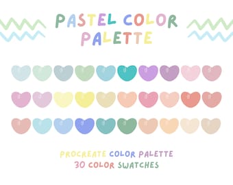 Paleta de colores pastel Procreate, Paleta de colores, Muestras Procreate, Color pastel para Procreate, Paleta de colores pastel, Pastel suave, Descarga digital