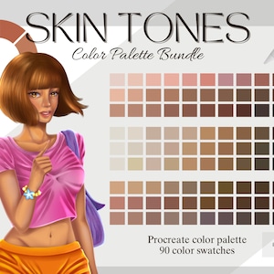 Skin Tones Procreate Color Palette Bundle, Procreate Skin Palette, Skin Colors, Procreate Anime Palette, Procreate realistic skin swatches.