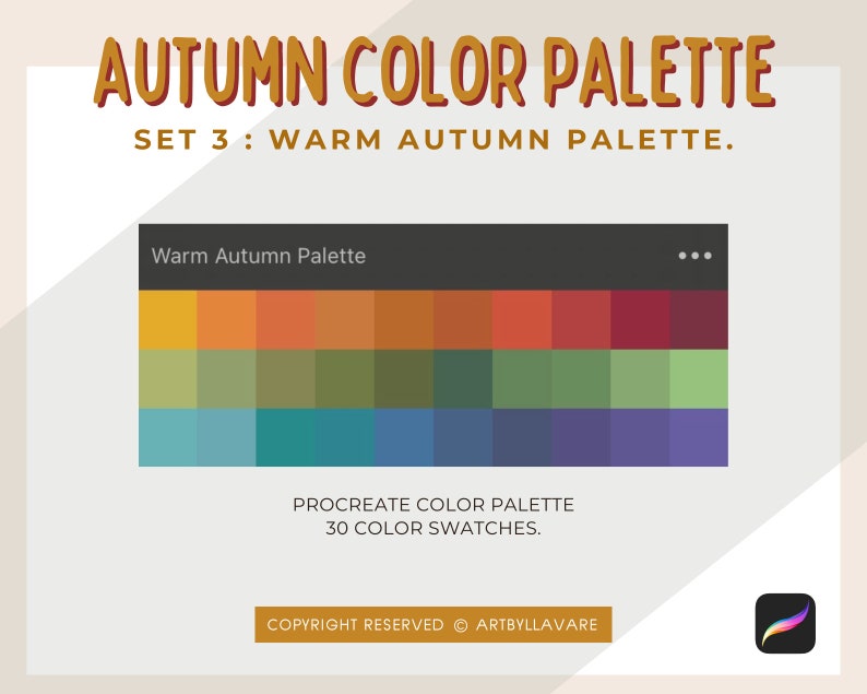 Autumn Color Palettes Bundle, Autumn Procreate Color Palette, 3 Packs ...