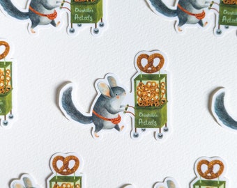 Chinchilla's Pretzels Sticker / Die cut glossy vinyl sticker / Cute animal sticker / Single sticker / For food and pastry lovers