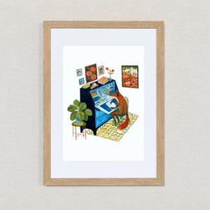 Carta a un amigo / Impresión artística firmada A4 / Impresión con ilustración estilizada / Decoración de pared / Arte mural colorido / Para los amantes del correo postal