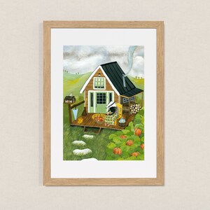 Cabin Dachs / Signierter A4 Kunstdruck / Fine Art Print / Stilisierte Illustration / Wanddekoration / Bunte Kunst / Für Dachs-Liebhaber