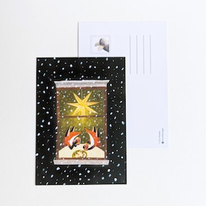 Renards douillets / Carte postale A6 / Carte colorée et unique / Carte postale aquarelle / Escargot postal / Postcrossing / Hiver / Carte de Noël / Nouvel an