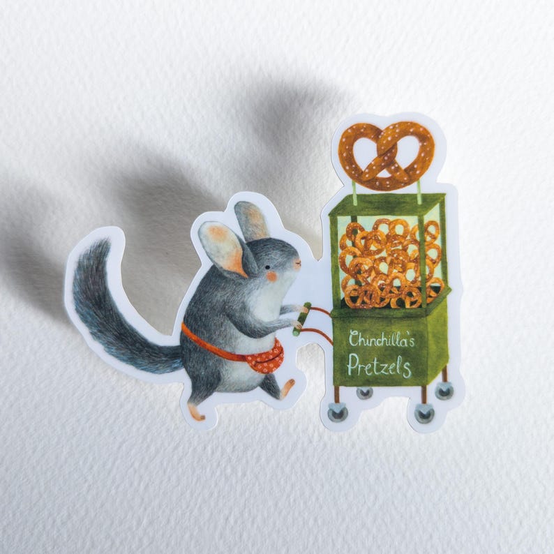 Chinchilla's Pretzels Sticker / Die Cut Glossy Vinyl Sticker / Cute ...