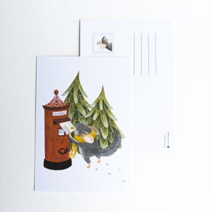 Lettre de chinchilla / Carte postale A6 / Carte colorée et unique / Carte postale aquarelle / colimaçon / Postcrossing / Hiver / Noël / Noël