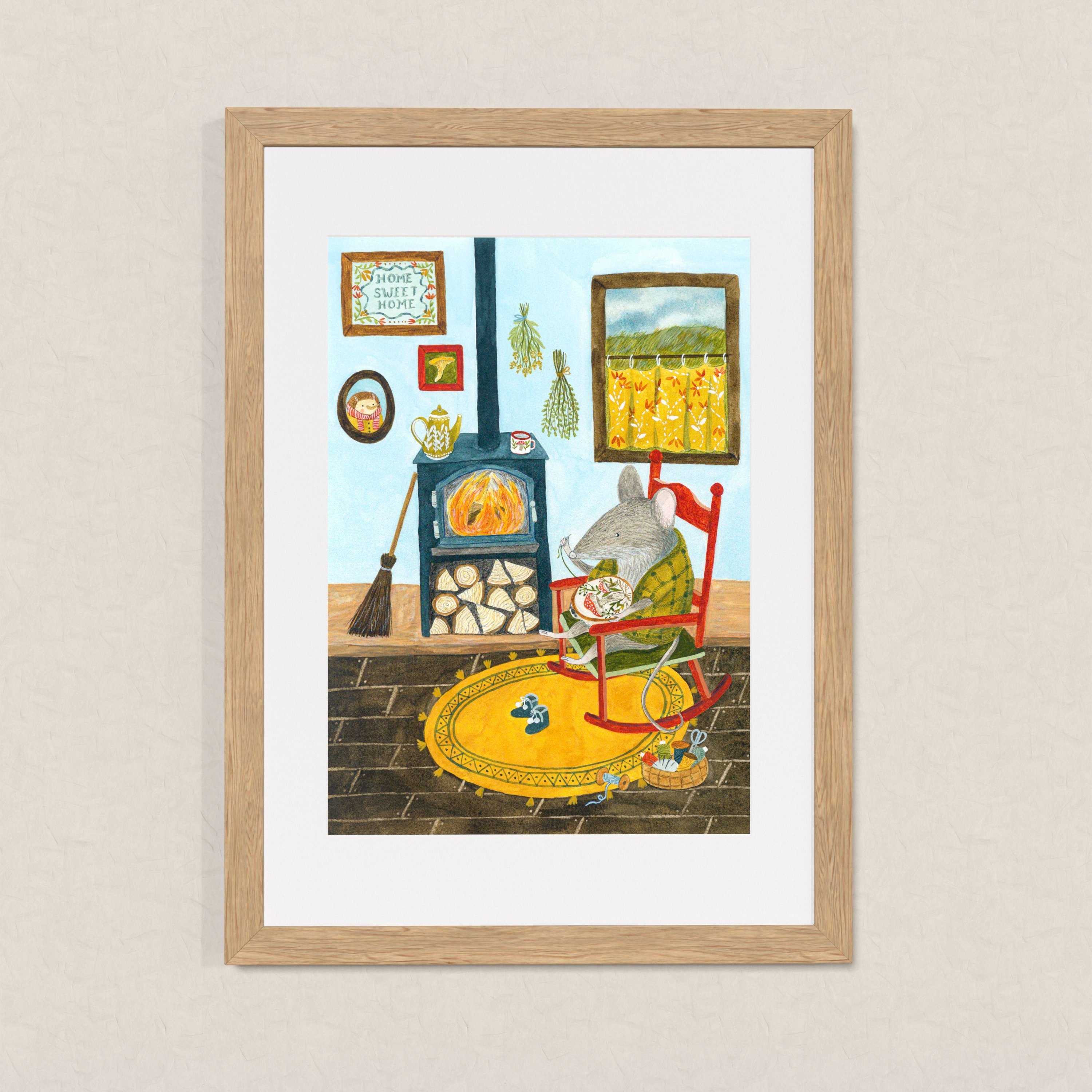 Mouse at Home / Signed A4 Fine Art Print / Stylized Illustration Print / Wall Decor / Colourful Wall Art / For Mice Enthusiasts