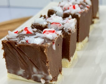 Keto Peppermint Bark Chocolate Fudge, Sugar Free Dessert, Low Carb Dark Chocolate, Gluten Free, Low Carb Fudge, Diabetic Friendly Dessert