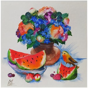 Keuken kunstprint Bloem schilderij. Kunstafdruk. Stilleven afdrukken. Bloemen Origineel - Klein stilleven met print - bloemenkunstprint - Bloemen