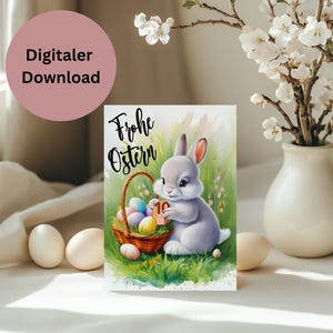 Tarjeta de Pascua, regalo de dinero, lindo conejito con canasta de Pascua, cumplidor de deseos de Pascua, dinero bellamente envuelto, regale dinero como regalo de último minuto