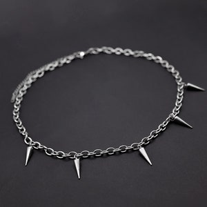 Gothic Thorn Spike Necklace | Stainless Steel Punk Chain | Grunge Y2K ...