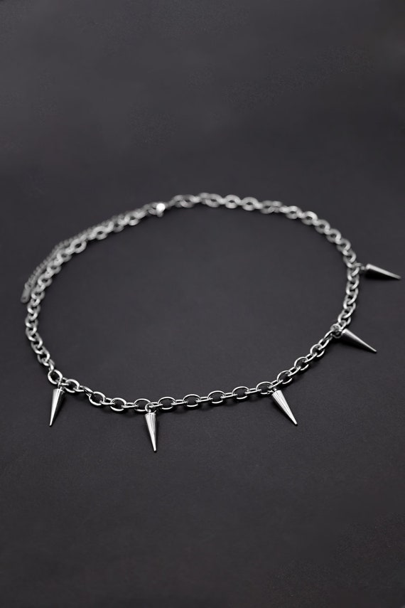 Gothic Thorn Spike Necklace | Stainless Steel Punk Chain | Grunge