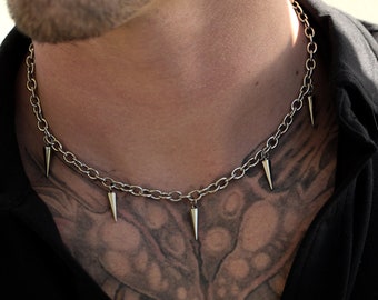 100% Stainless Steel Spike Cable Chain Necklace |  Edgy Aesthetic | Grunge | Alternative | E-Boy Accessories | Gender Neutral