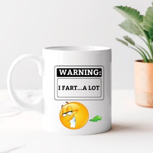 Warning: I Fart A Lot Ceramic Mug - Funny Novelty Gag Gift + coaster