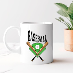 Baseball Ceramic Mug with FREE Coaster: Sports Fan Gift