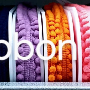 3/8&quot; Pom-Pom Ribbon Trim: Lilac, Coral, Pink - Craft & Sewing