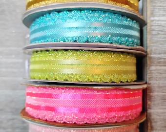 Iridescent Sheer Ribbon: Scallop Edge Ribbon, Offray Organza, Glitter Bows Craft & Decor
