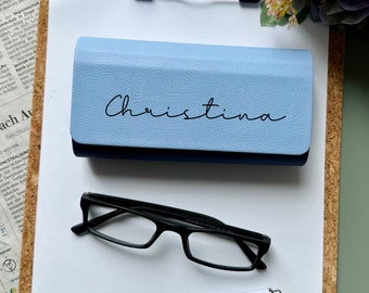 Case for two glasses in blue that can be personalized with two texts | Glasses case | Double case | Individual gift | Birthday