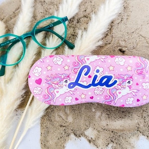 Personalisiertes Brillenetui für Kinder, individuell mit Name | Brillenschachtel | Geburtstag | Geschenk |Einschulung | Einhorn| Effektfolie