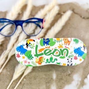 Personalisiertes Brillenetui für Kinder, individuell mit Name | Brillenschachtel | Brillenschatulle Geburtstag | Geschenk  | Dschungel
