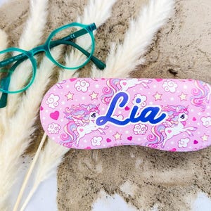 Personalisiertes Brillenetui für Kinder, individuell mit Name | Brillenschachtel | Geburtstag | Geschenk |Einschulung | Einhorn| lila
