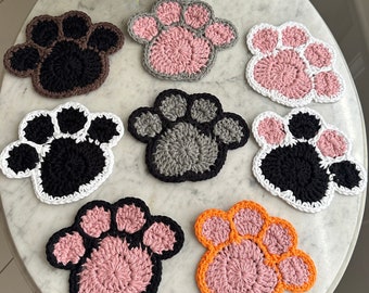 Crochet Cat/Dog Paw Coasters (set of 4) — Customization Available!